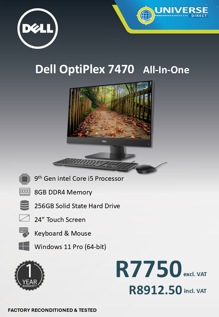 DELL 7470 AIO I5 9TH 8GB/256SSD/W11P/TS