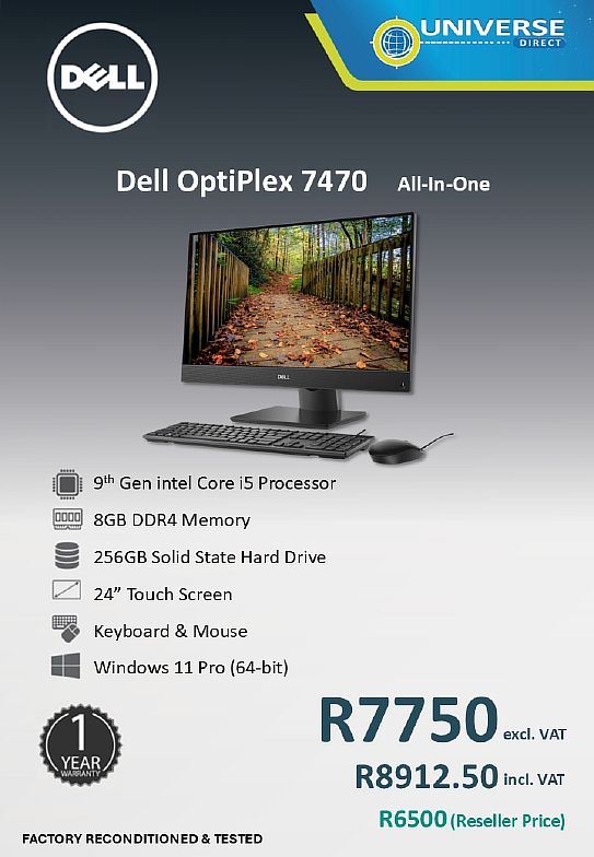 DELL 7470 AIO I5 9TH 8GB/256SSD/W11P/TS