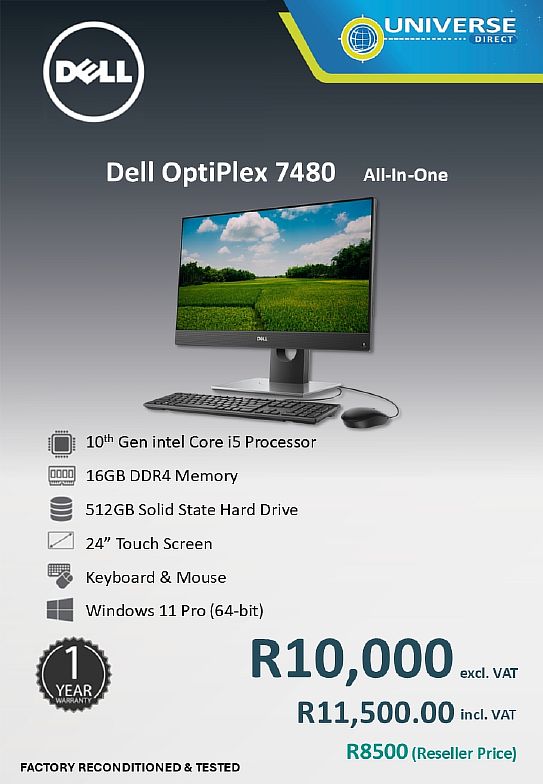 DELL 7480 AIO I5 10TH 16GB/512SSD/W11P/T