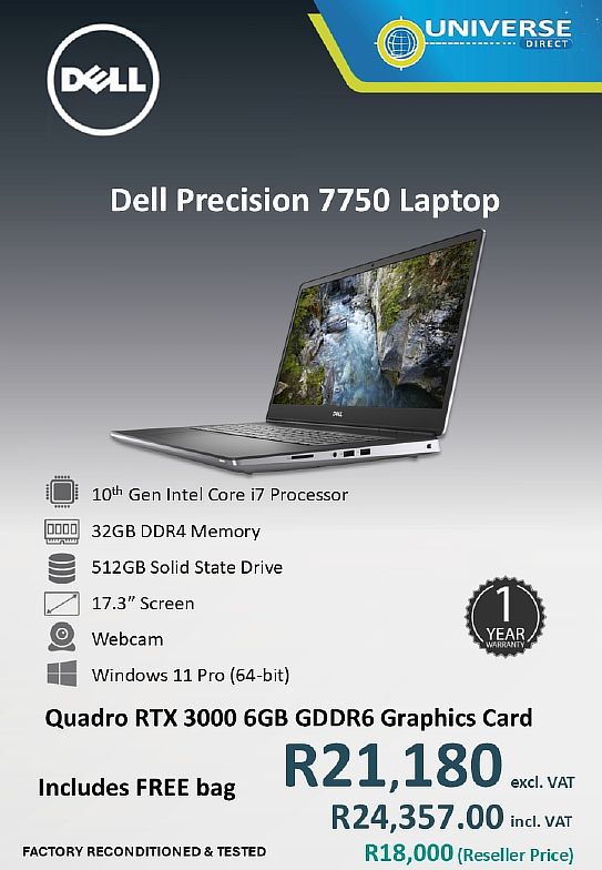 DELL PREC 7750 I7 10TH 32GB/512SSD/W11P