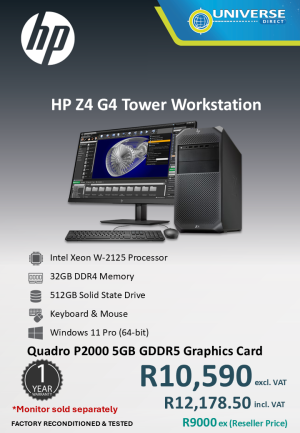 HP Z4 G4 TWR XN W-2125 32GB/512SSD/W11P