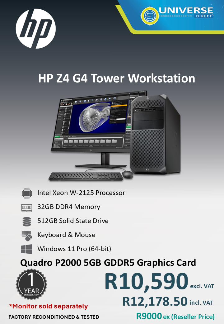 HP Z4 G4 TWR XN W-2125 32GB/512SSD/W11P