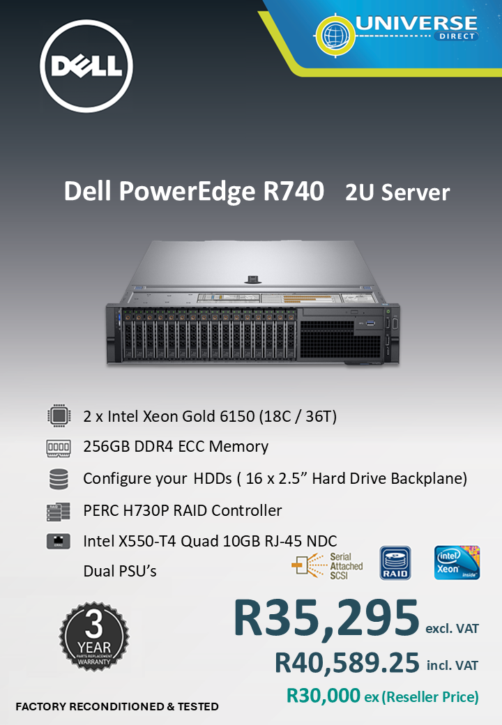 DELL R740 2XN GOLD 18C 256GB/NOHDD