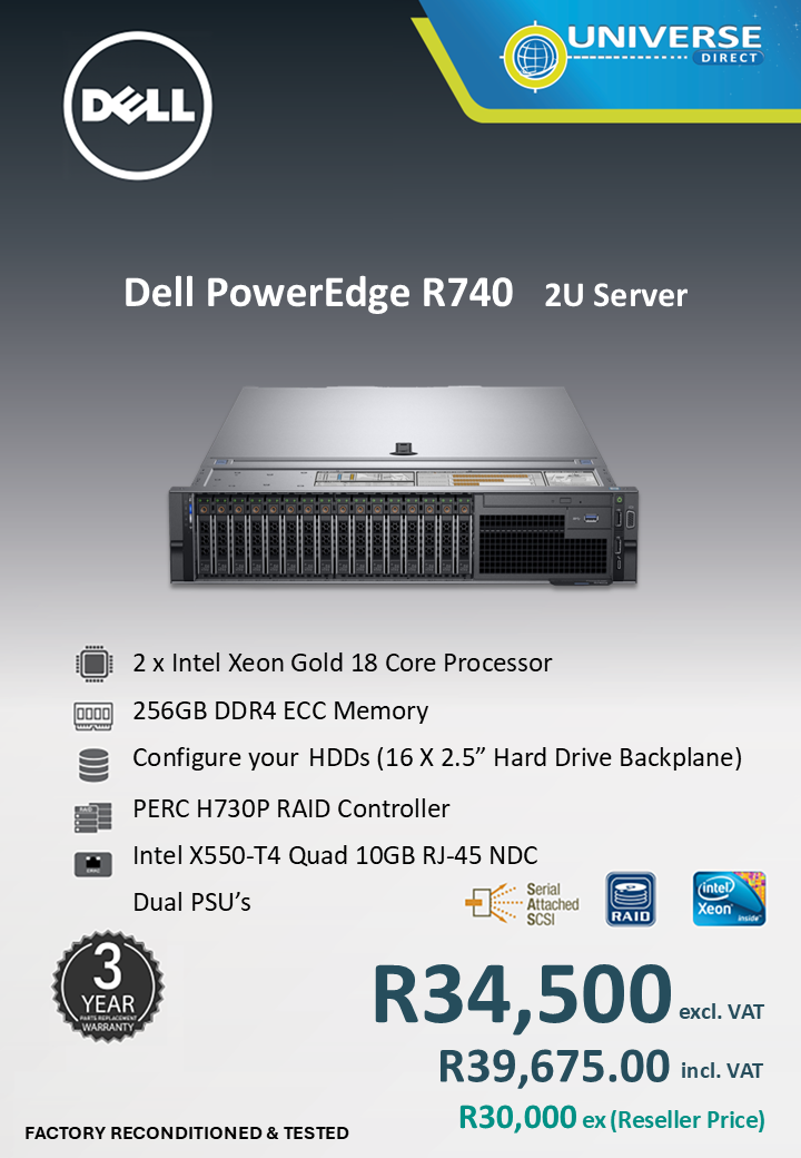 DELL R740 2XN GOLD 18C 256GB/NOHDD