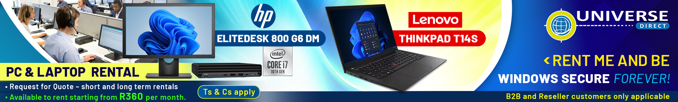 Laptop & PC Rental - Lenovo Thinkpad T14S & HP ELiteDesk 800 G6 DM (Web banner)