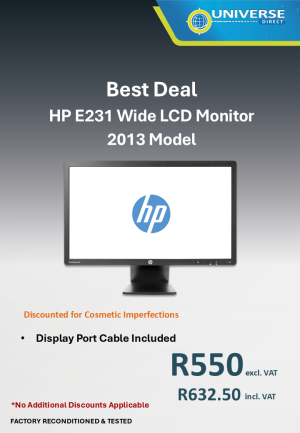 BD 23" HP E231 WIDE REFURB LCD (VGA+DP)