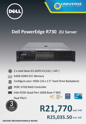 DELL R730 2XN 12C E5-2670 V3 64GB/NOHDD