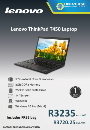 LEN T450 NB I5 2.3/8GB/256SSD/W10P